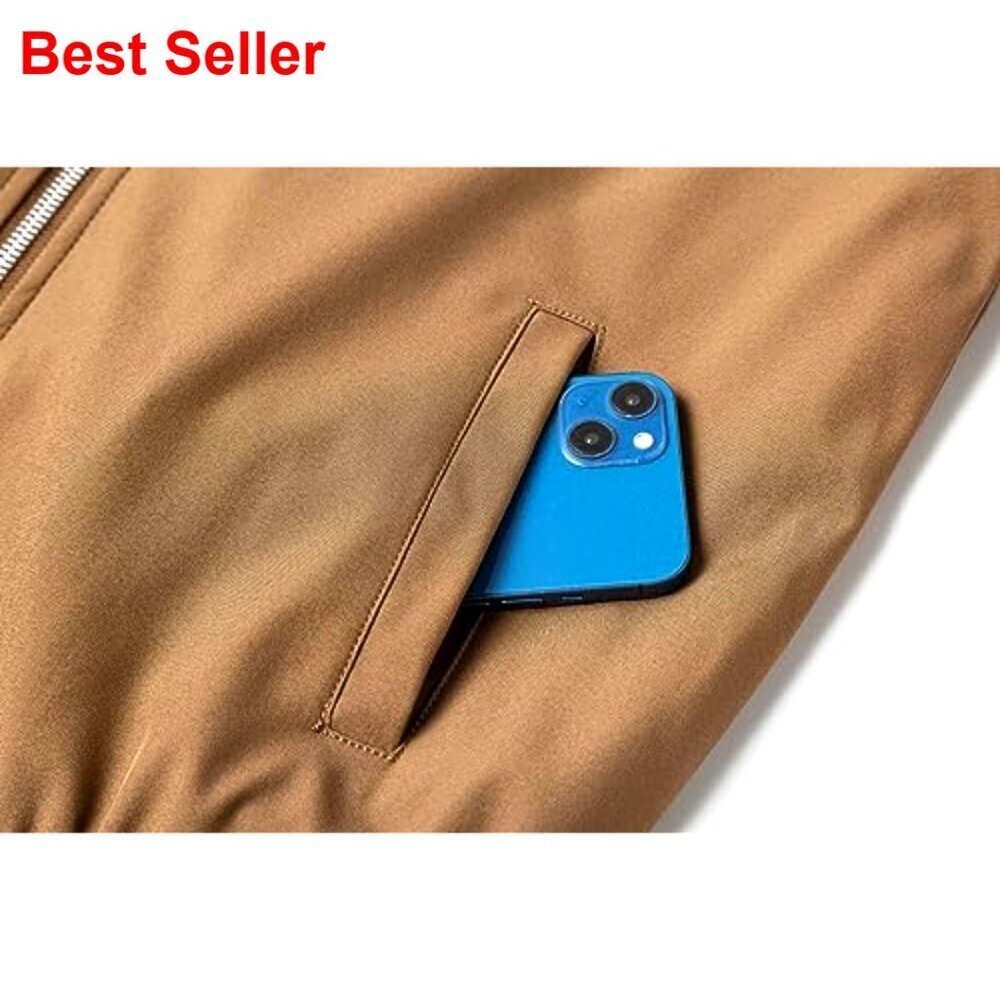 Lightweight Bomber Jacket Windbreaker Polyester Fabric Full Zip - Picture 2 of 6